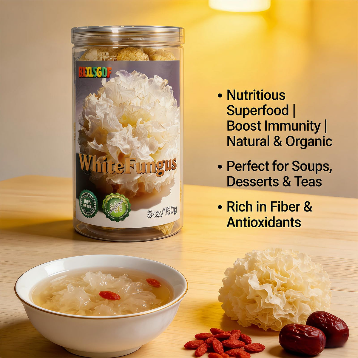BXXLSGDF Snow Fungus Whole Pieces in a pot delivering tender translucent ribbons