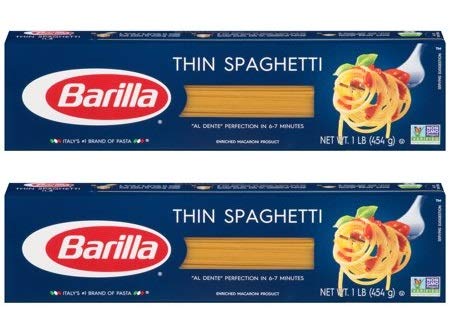 Barilla Thin Spaghetti, uncooked pasta, ideal base for quick, balanced weeknight dinners.