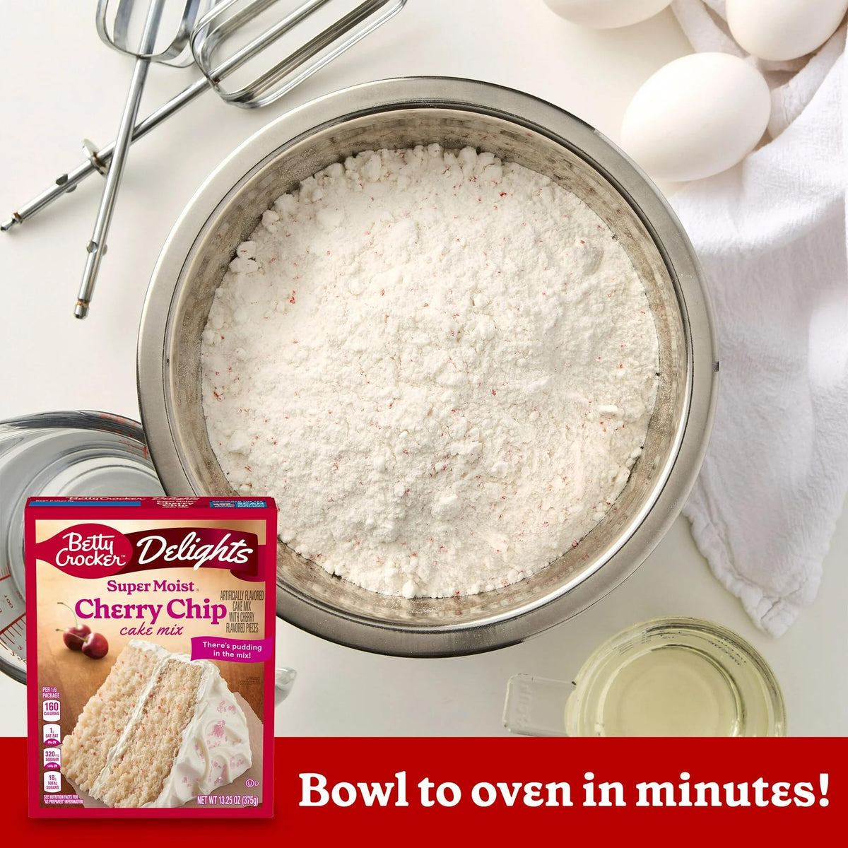 By The Cup cherry chip cake mix batter prepped and ready to bake