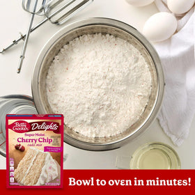 By The Cup cherry chip cake mix batter prepped and ready to bake