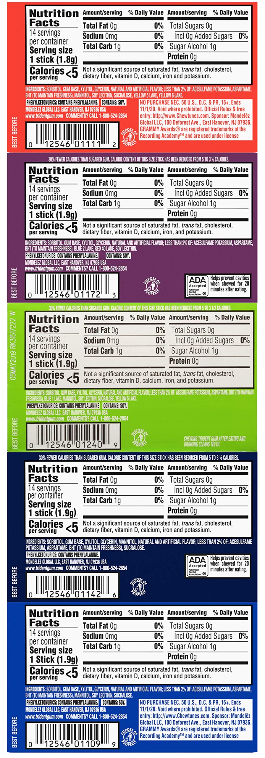 By The Cup Trident sugar-free gum box display showcases multiple flavors at a glance