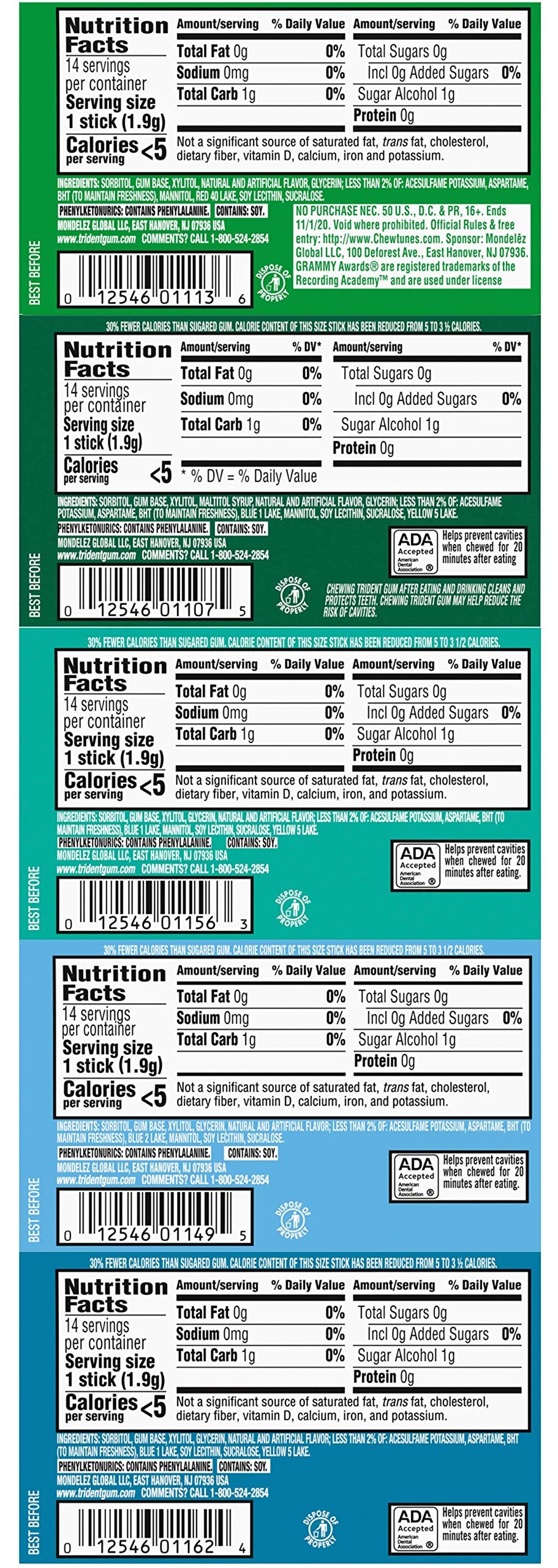 By The Cup Trident sugar-free gum foil pack close-up emphasizes compact freshness