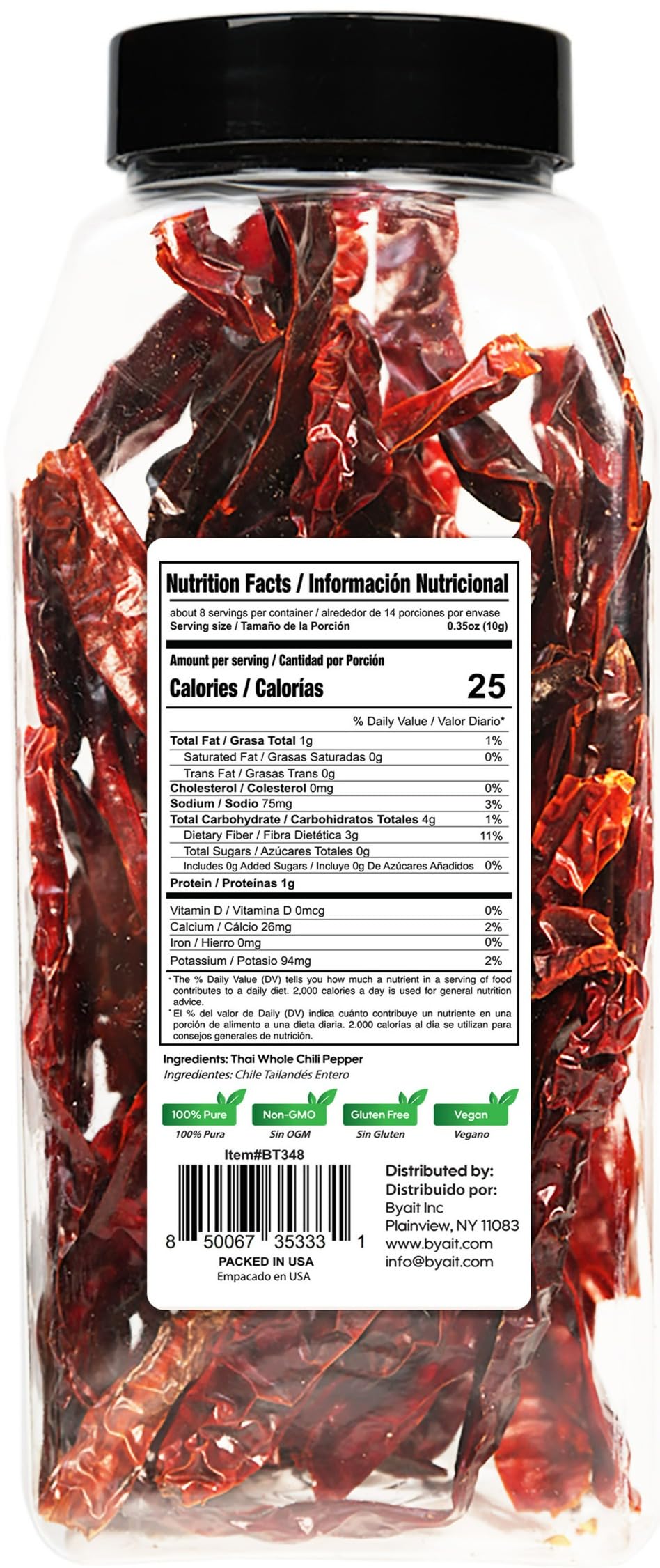 Byait aromatic birdseye chili in bag for mild heat and fragrance