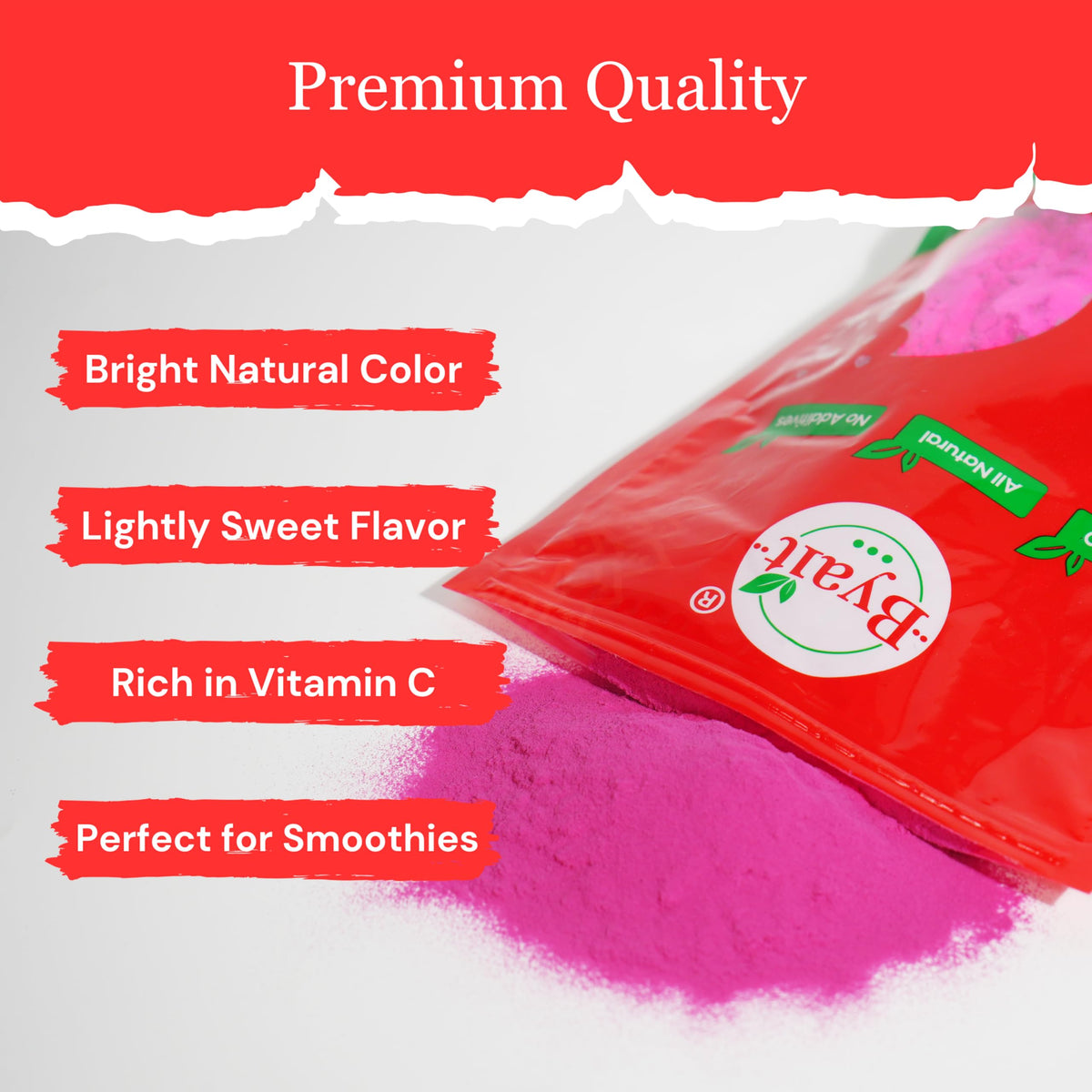 Byait dragon fruit powder used in smoothies as a color and flavor boost