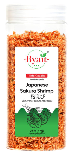 Byait dried Japanese Sakura shrimp 2oz packaging for convenient seasoning