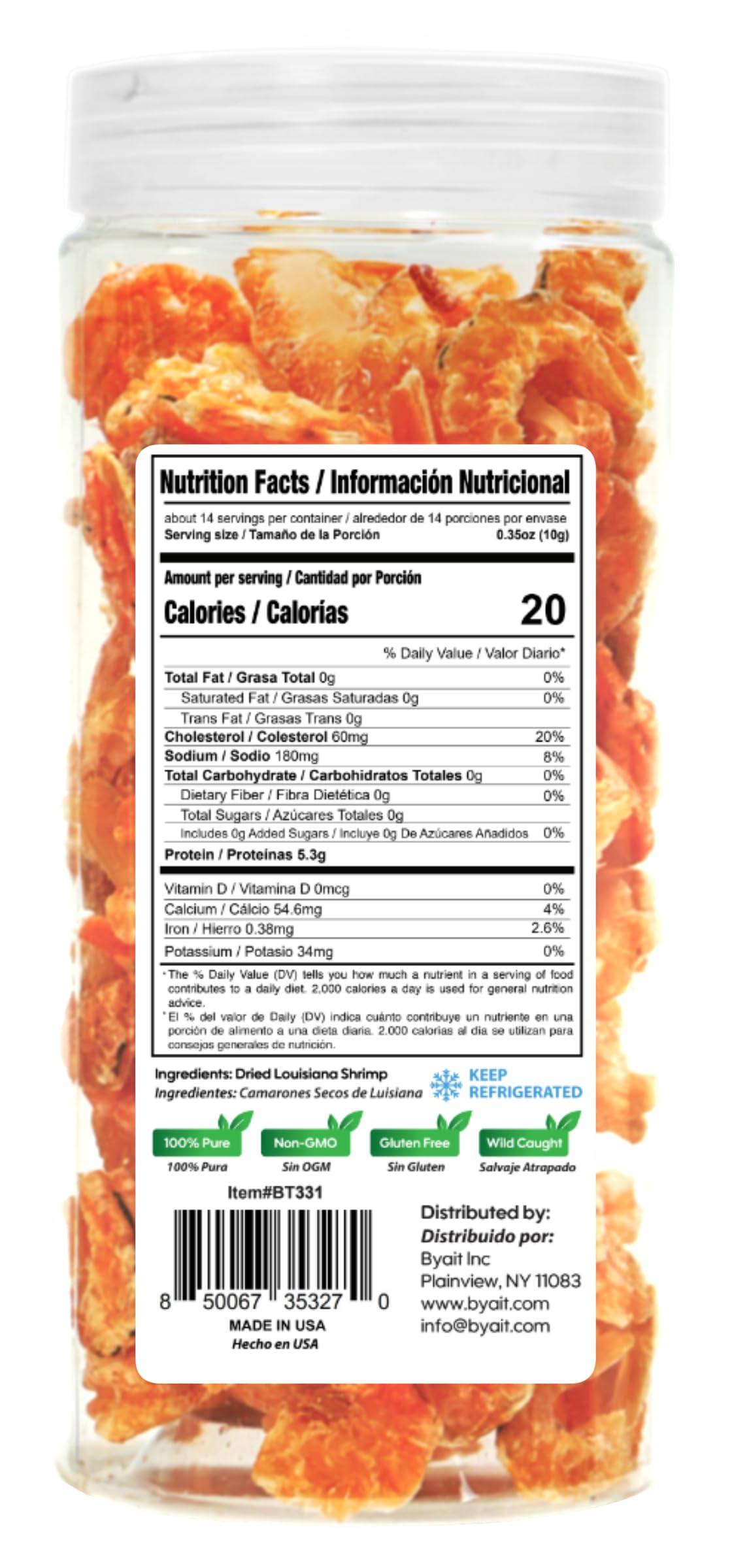 Byait dried Louisiana shrimp snack-ready pack for quick savory bites.