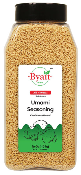 Byait Japanese Umami Seasoning bottle enhances soups with mushroom depth.