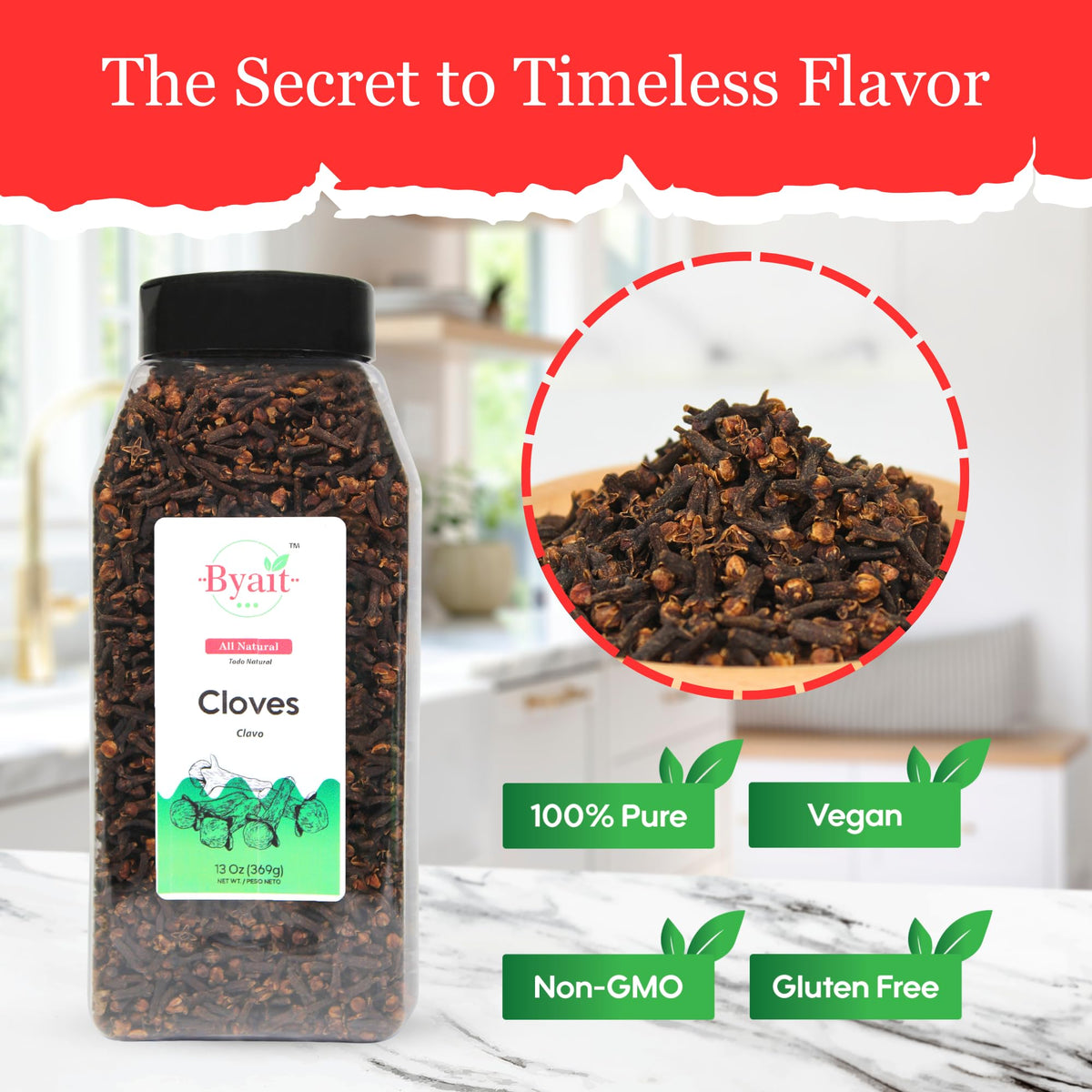 Byait premium cloves on spice rack showcase culinary depth.