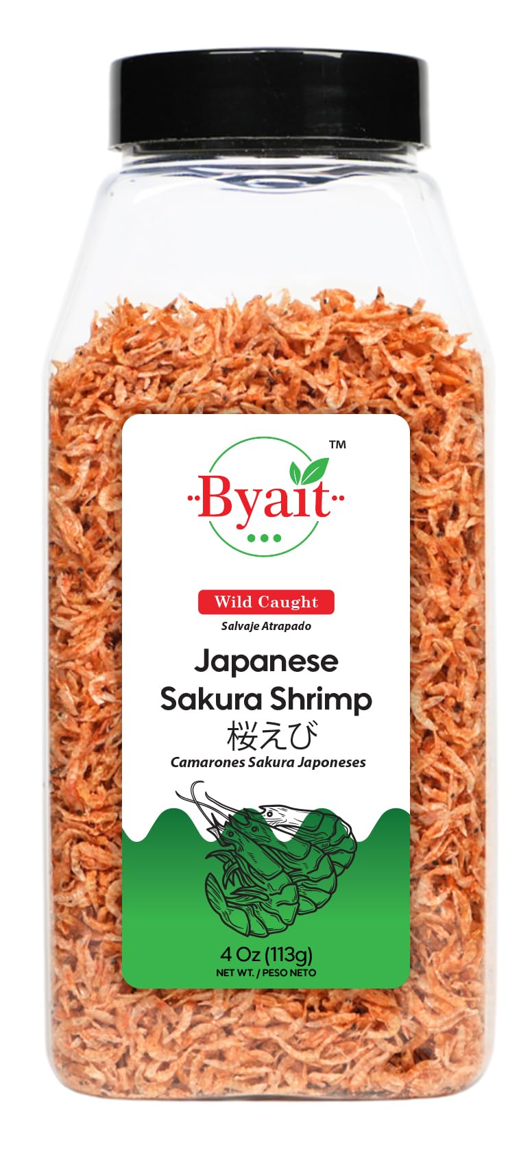 Byait Sakura Shrimp bag shows premium sun-dried texture ideal for ramen toppings.
