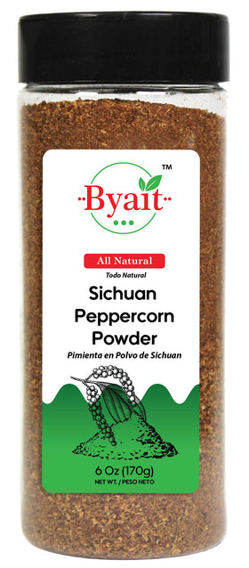 Byait Sichuan peppercorn powder in a jar enhances numbing, tingling flavor for vibrant dishes.