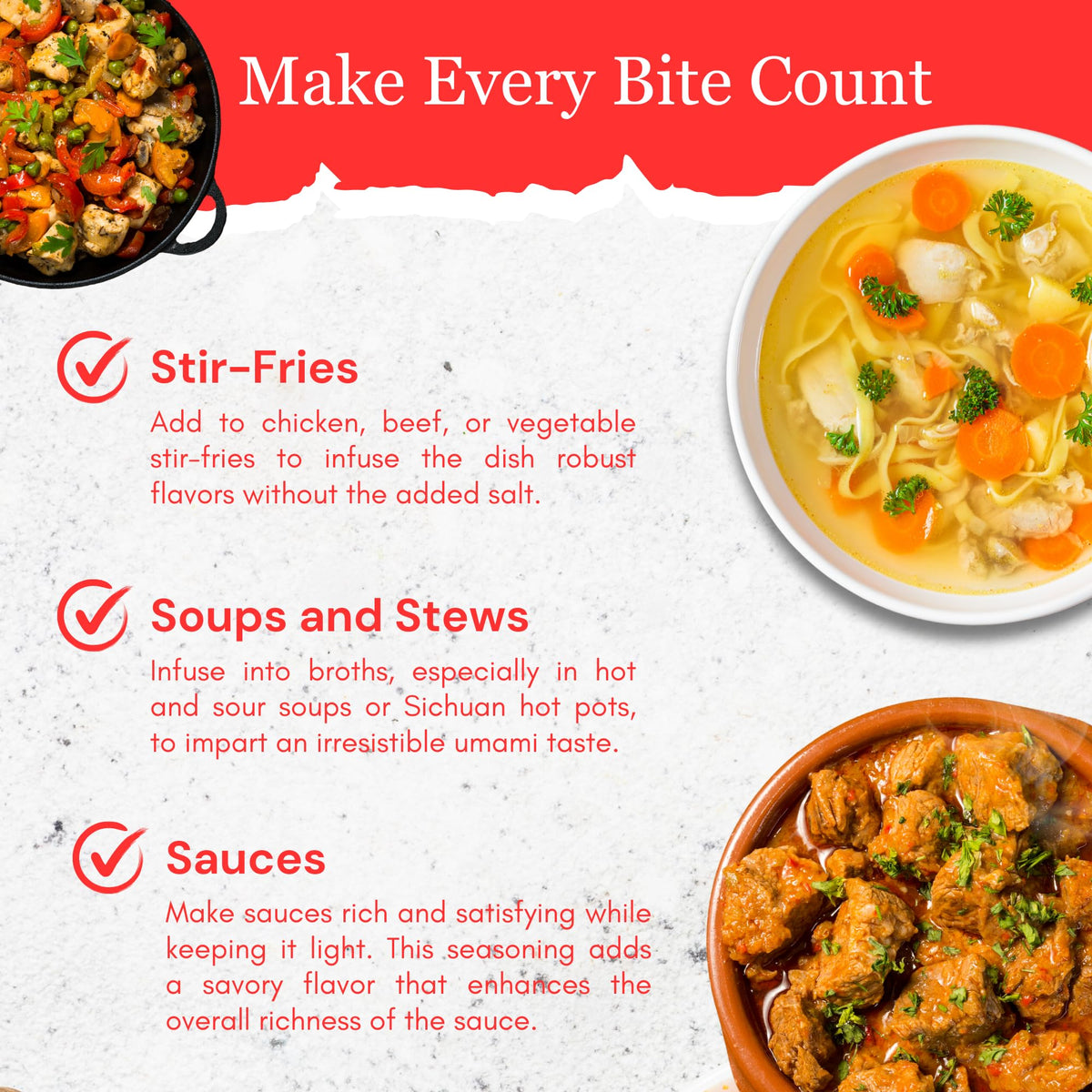 Byait stir-fry with shiitake powder adds savory notes to vegetables.