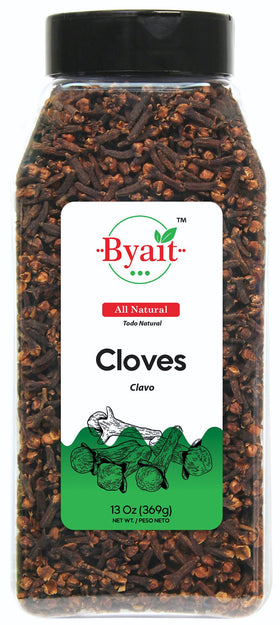 Byait whole cloves 13oz packaging emphasizes freshness for cooking and baking.