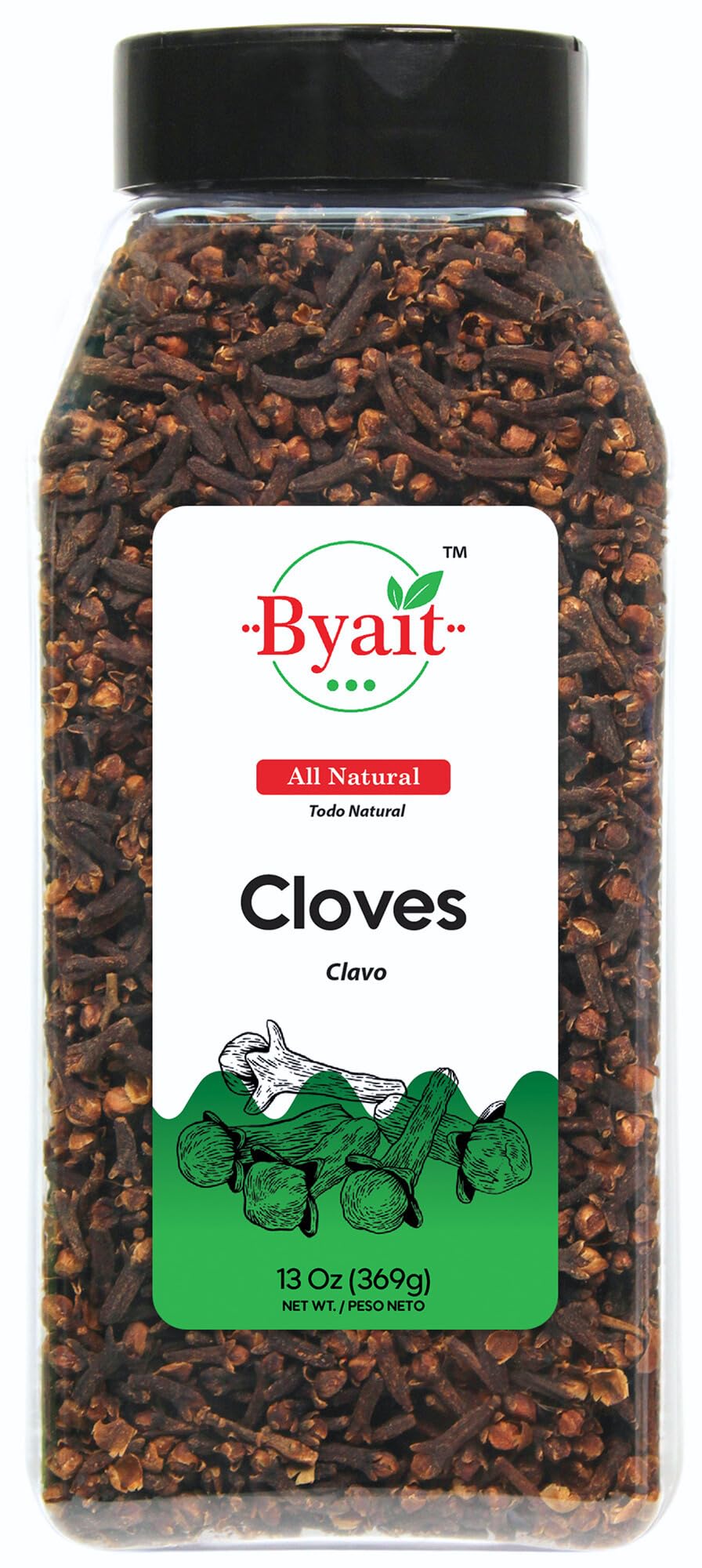 Byait whole cloves 13oz packaging emphasizes freshness for cooking and baking.