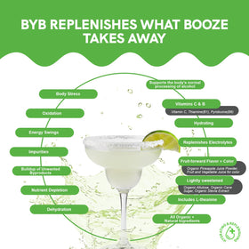 BYB Mixers served in a glass for cocktails or mocktails.
