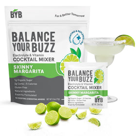 BYB Mixers Skinny Margarita packet with electrolytes for a refreshing, balanced cocktail.