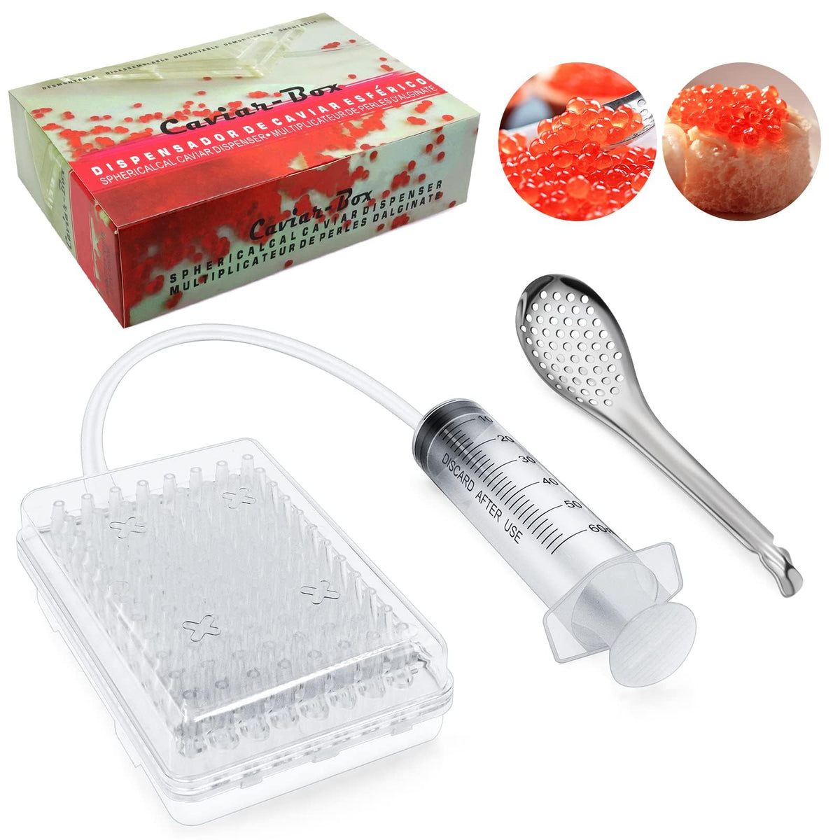 BZZAQ caviar maker box with 96-hole mold for rapid sphere creation