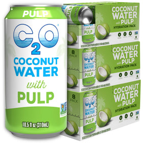 C2O coconut water with pulp bottle highlights real coconut bits and authentic flavor.
