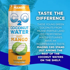 C2O 12-pack display highlighting sustainable packaging and value.