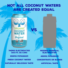 Close-up of Organic and Non-GMO label on C2O bottle.