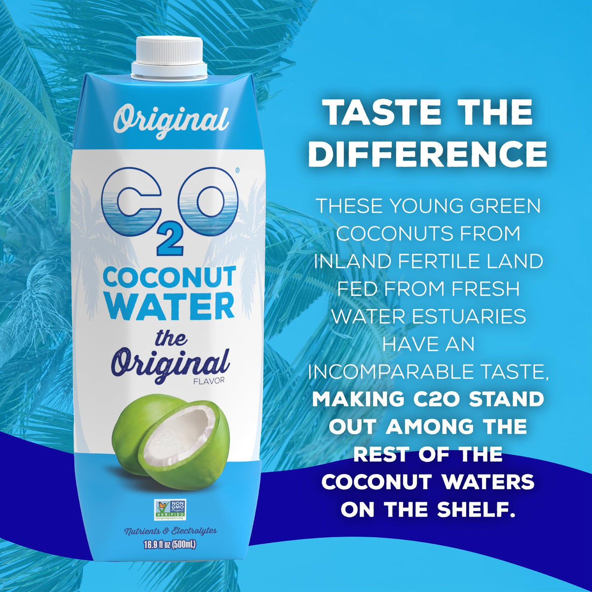C2O on-the-go 12-pack display showing convenient hydration options