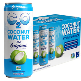 C2O Original coconut water 15-pack cans for natural hydration.