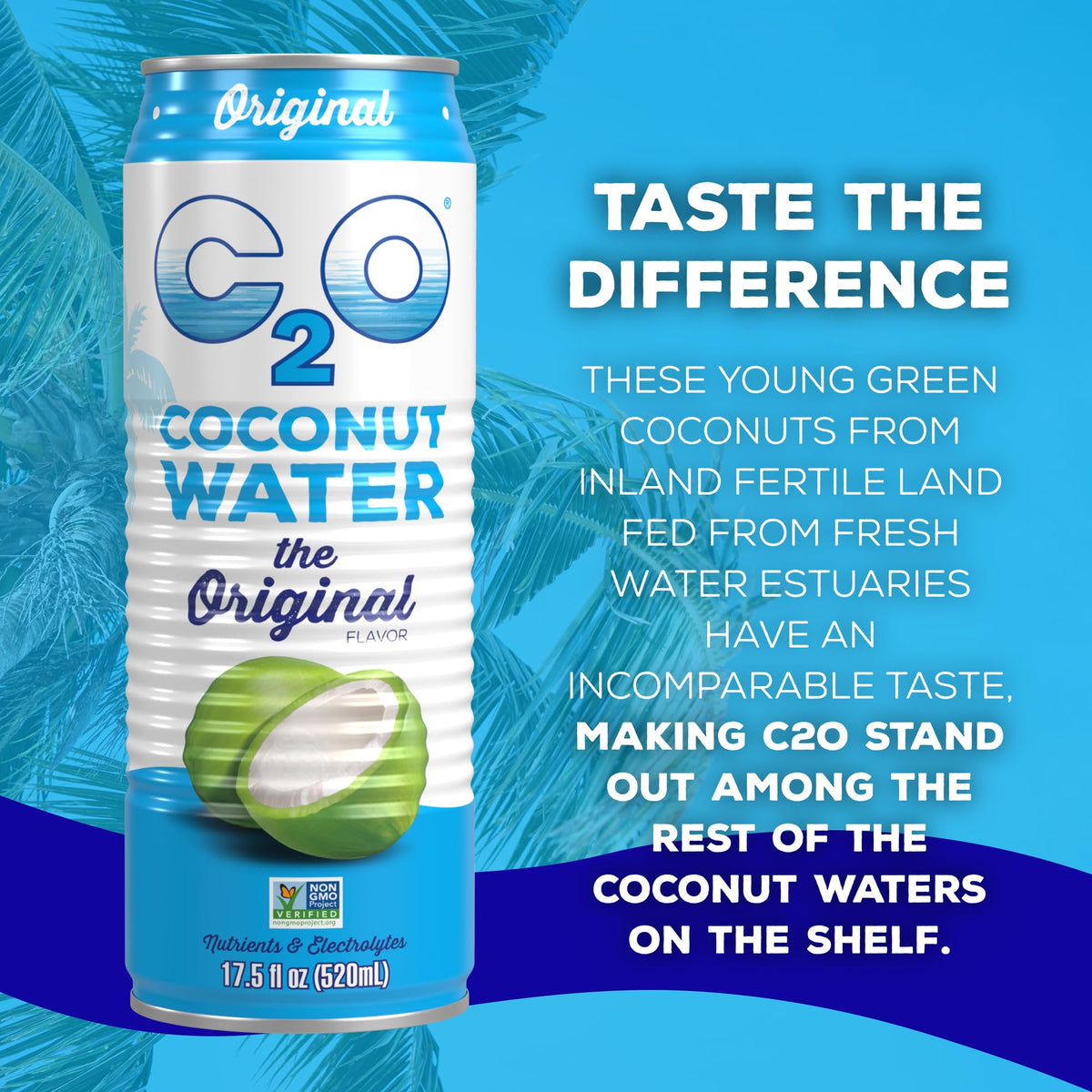 Bottle cap close-up on C2O Original Coconut Water.