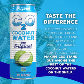 Bottle cap close-up on C2O Original Coconut Water.