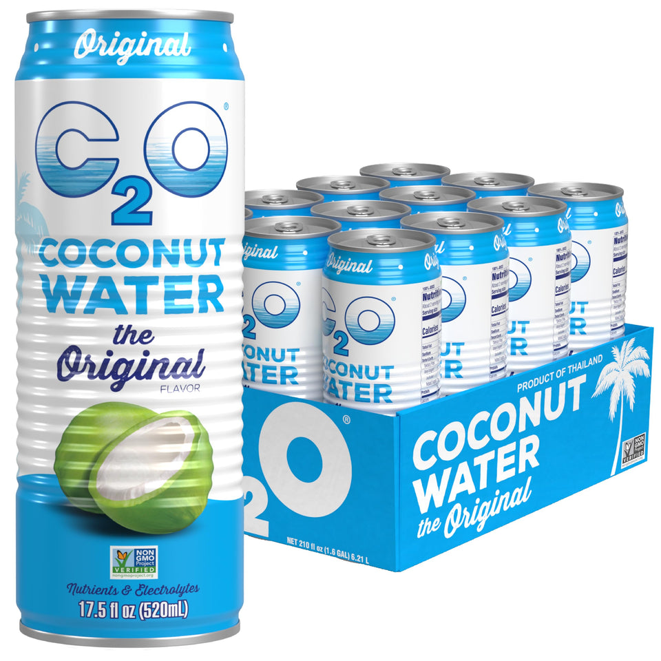 C2O Original Coconut Water bottle front for daily hydration.