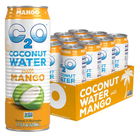 C2O Original Coconut Water can pouring for on-the-go hydration with electrolytes.