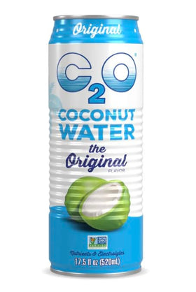 Close-up of C2O Original Coconut Water pulp and clarity.