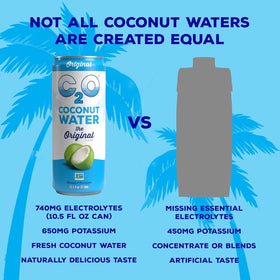 Pouring C2O coconut water over ice to hydrate after workouts.