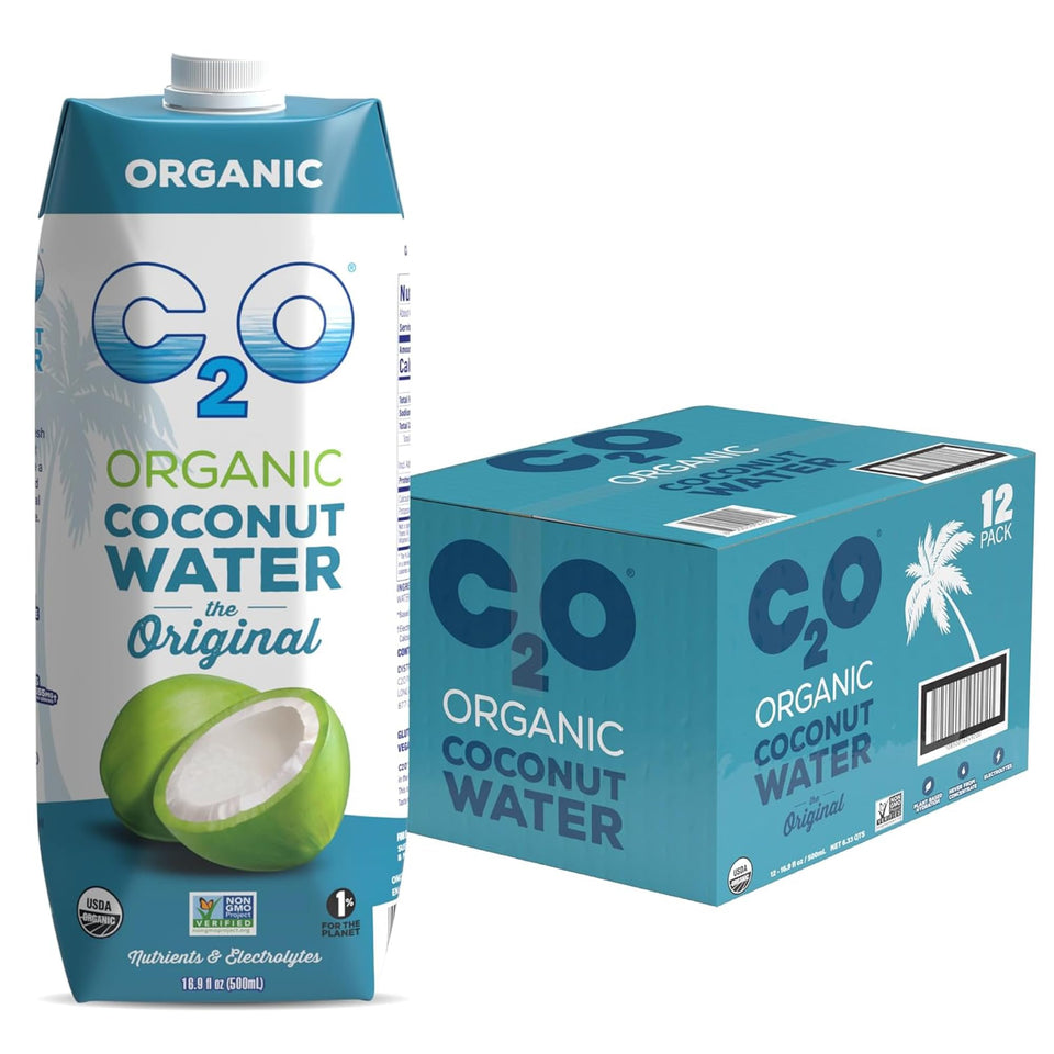 C2O original tetra pack front shows convenient hydration for on-the-go.