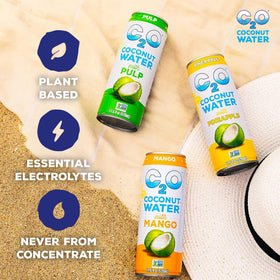 Pouring C2O Pineapple Coconut Water shows tropical flavor and aroma