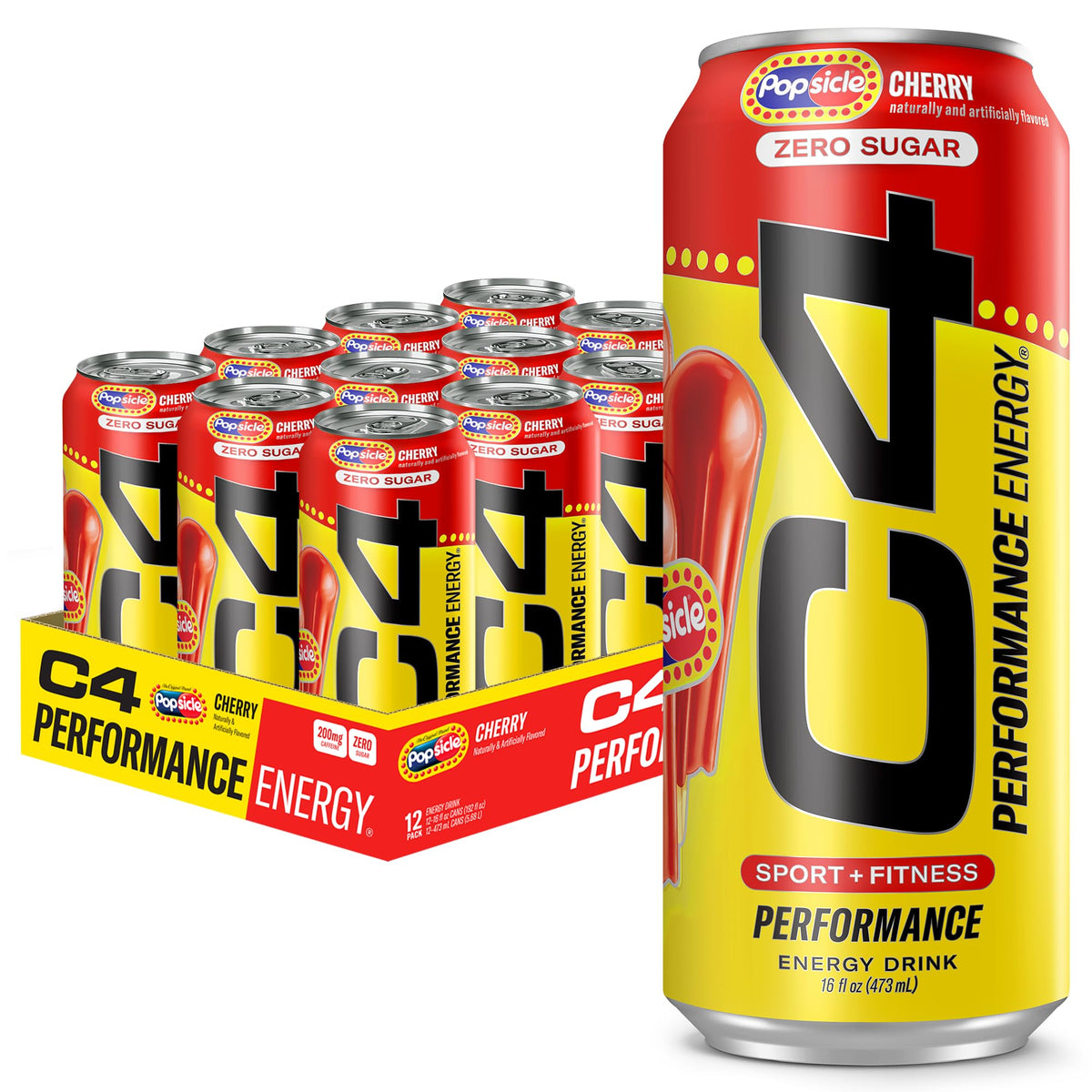C4 Cherry Popsicle bottle ready for pre-workout energy and focus.
