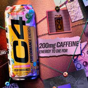 C4 Energy bottle closeup highlights beta-alanine for endurance support.