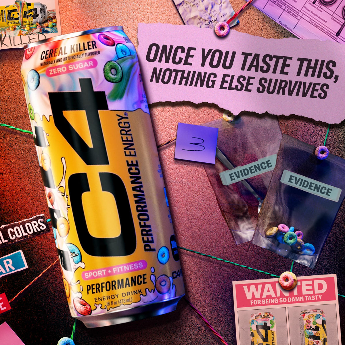 C4 Energy breakfast setup showing zero sugar option for morning energy.