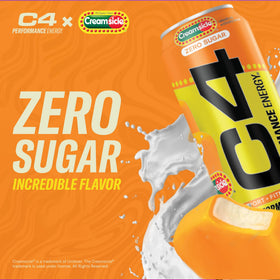 Close-up of bubbles in C4 energy showing refreshing texture and zero sugar