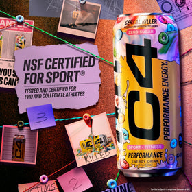 C4 Energy can pouring into a glass for a refreshing focus boost.