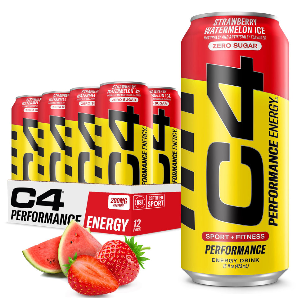 C4 Energy Drink 16oz can in a 12-pack offers sugar-free energy for workouts.