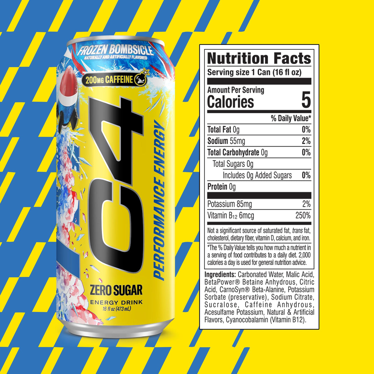 C4 Energy Frozen Bombsicle can side profile emphasizing compact design for on-the-go energy