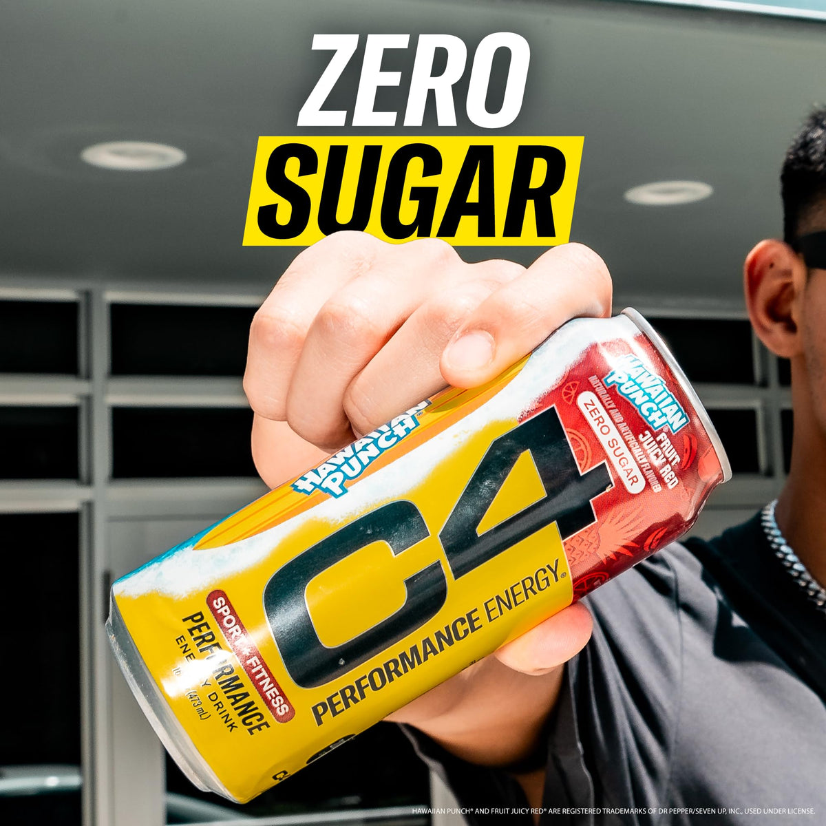 C4 Energy Hawaiian Punch in gym setting supports active lifestyle