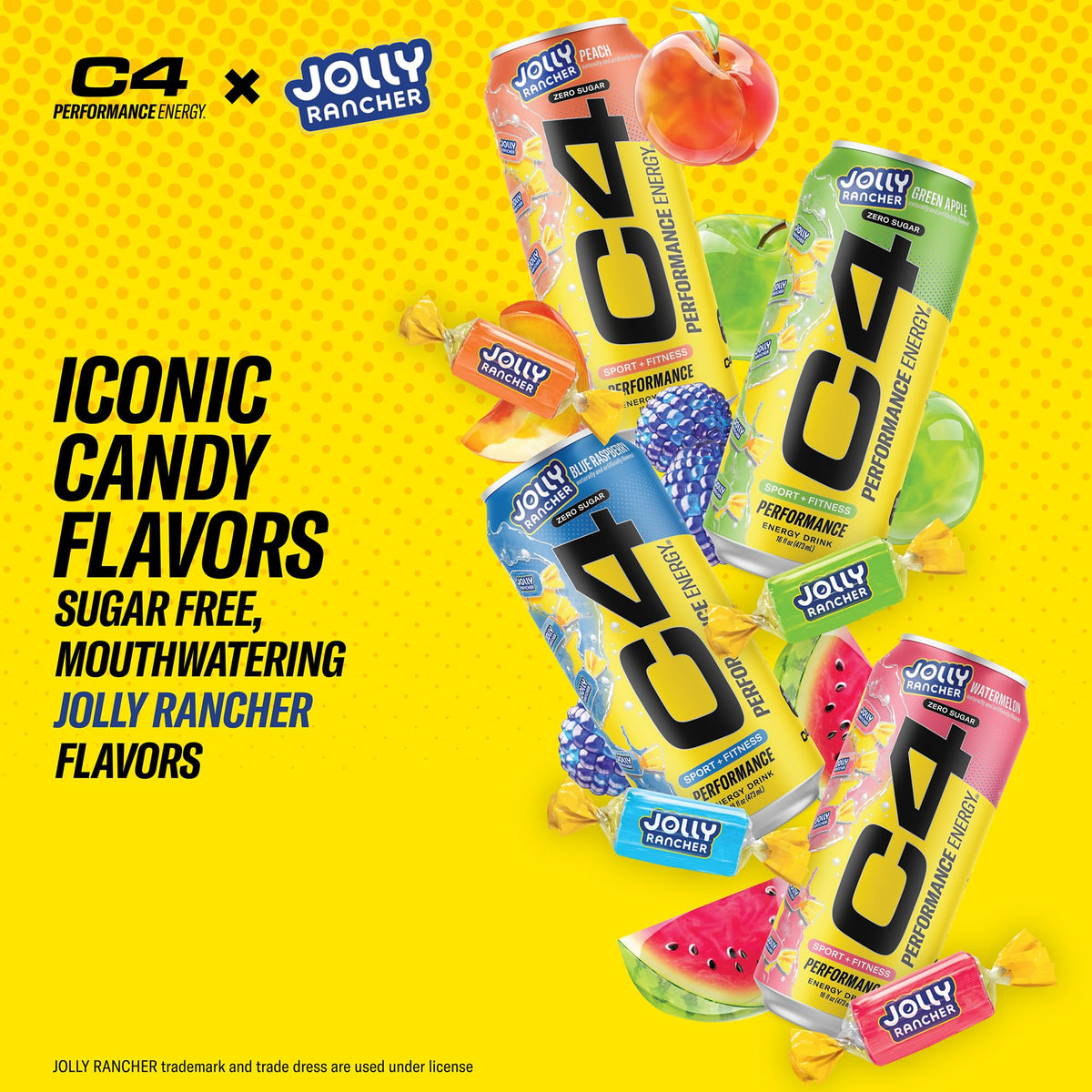 Flavor visual of C4 Jolly Rancher Peach signaling fruity flavor and quick energy lift.