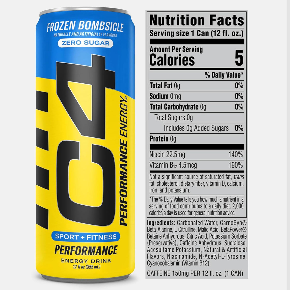 C4 Energy NSF Certified for Sport badge on can, trusted choice for athletes.