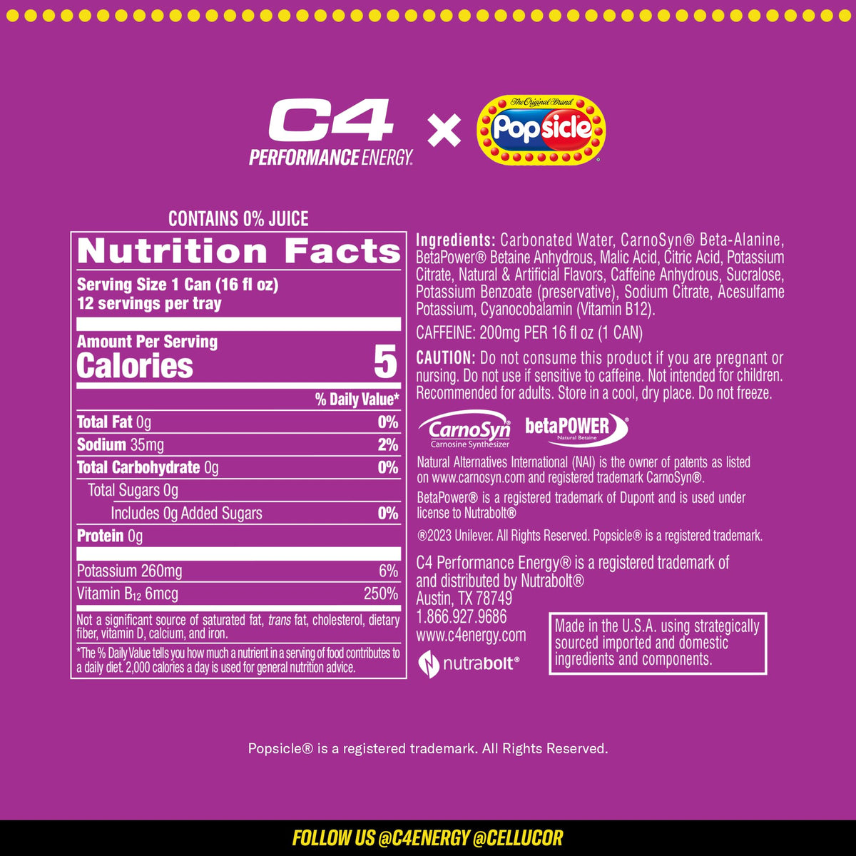 C4 Energy Popsicle 12-pack box for gym bags and travel