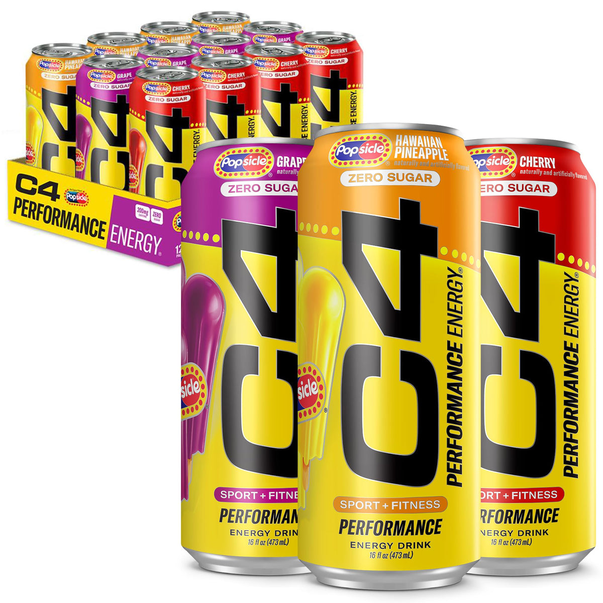 C4 Energy Popsicle grape can for sugar-free pre-workout energy