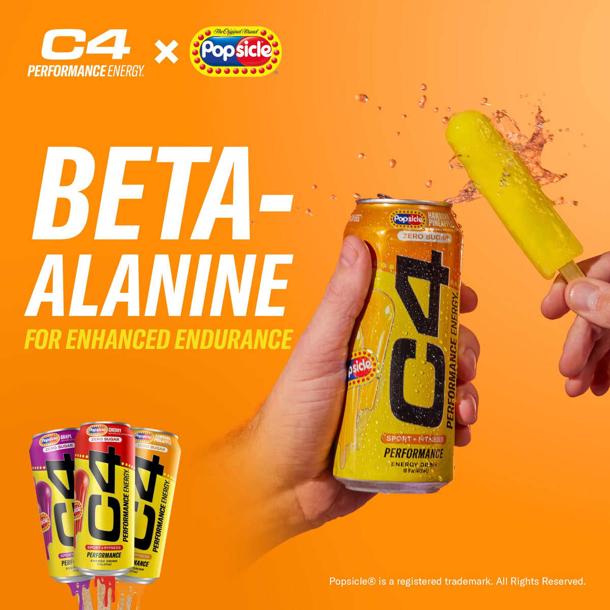 C4 Energy Popsicle ingredients panel notes CarnoSyn Beta-Alanine and BetaPower