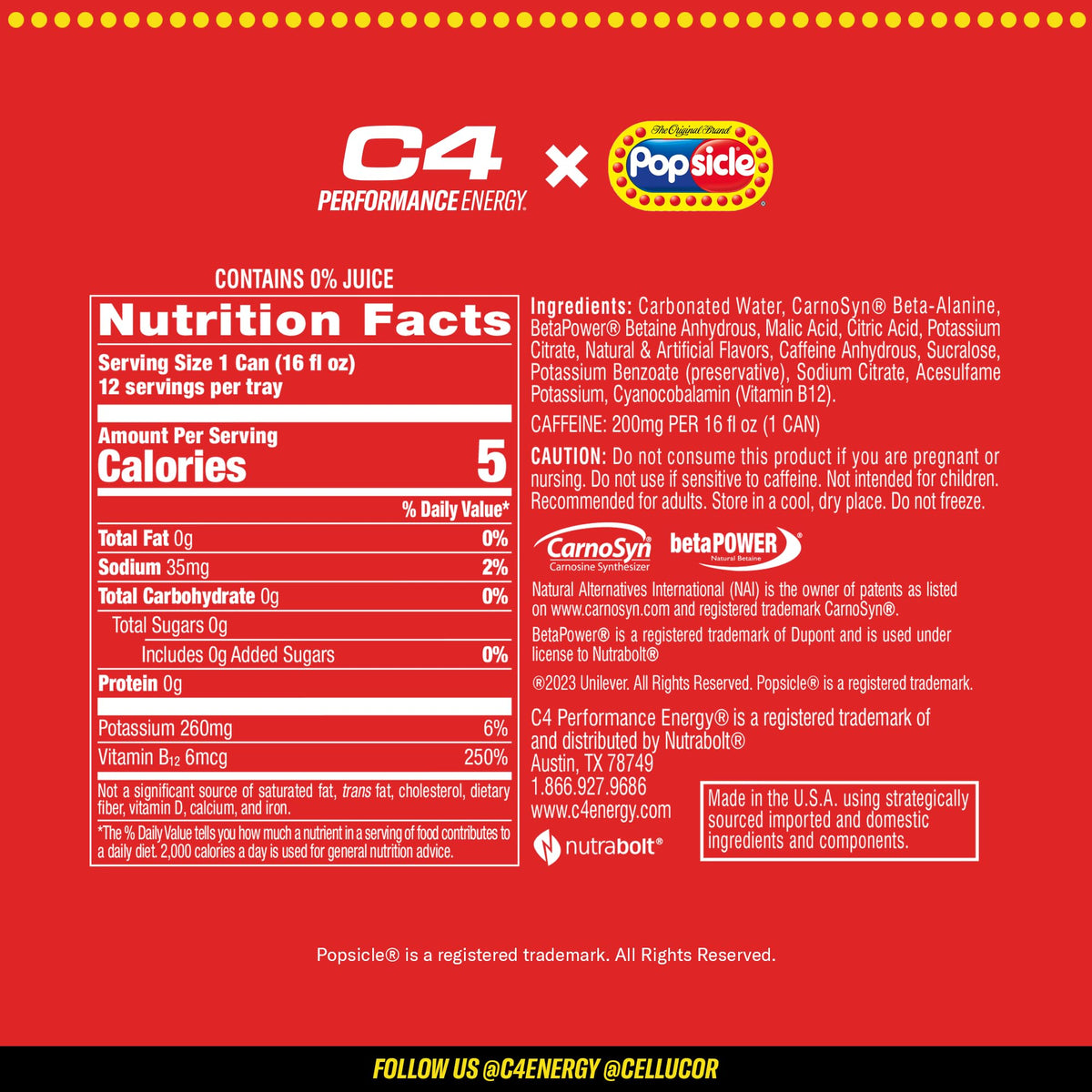C4 Energy Popsicle packaging shows NSF-Certified for Sport status
