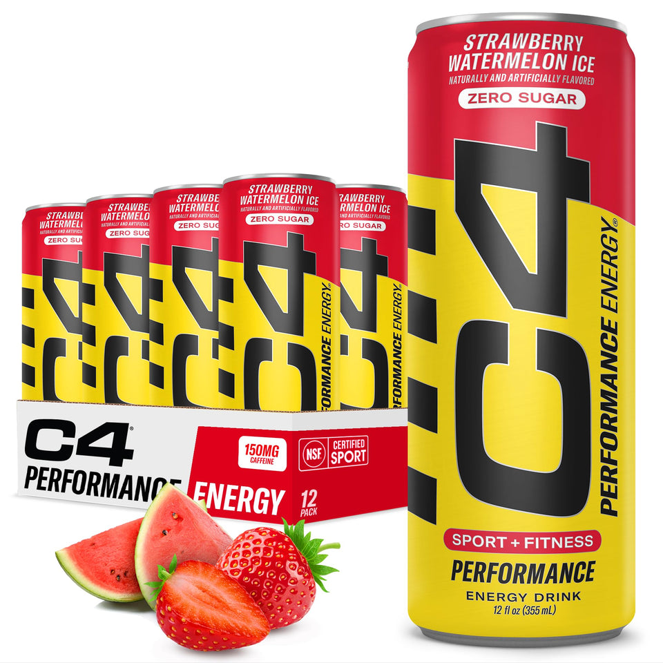 C4 Energy Strawberry Watermelon Ice can ready for a sugar-free workout boost