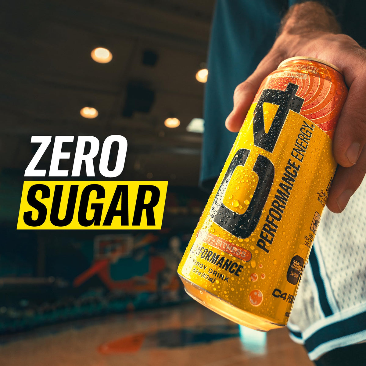 C4 Energy Strawberry Watermelon Ice label detail noting no sugar and no artificial colors