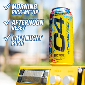 C4 Energy Frozen Bombsicle action shot during workout suggests performance support